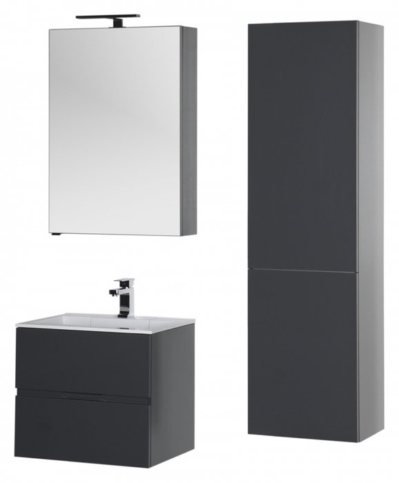 Комплект мебели для ванной комнаты Алвита темно-серого цвета - лучшие Ванные гарнитуры в INMYROOM