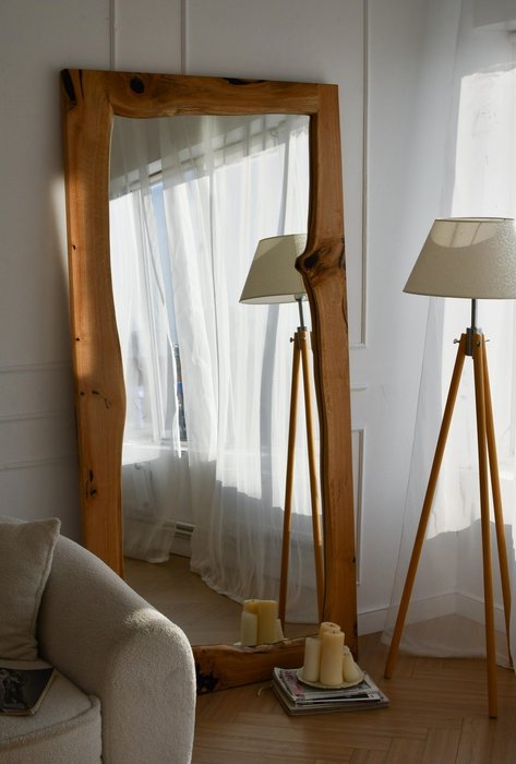 Зеркало Oak Slab 100х200 в бежевой раме - лучшие Настенные зеркала в INMYROOM
