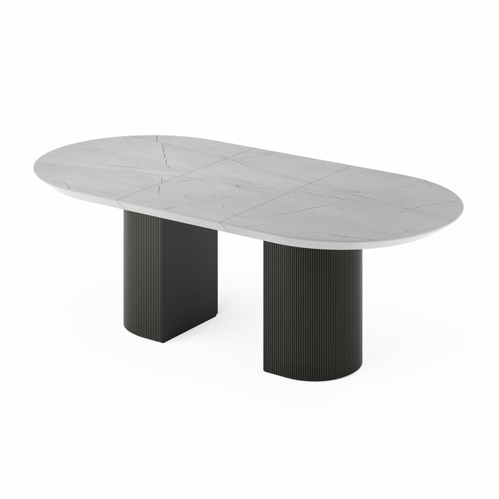 Раздвижной обеденный стол Гиртаб S бело-черного цвета - купить Обеденные столы по цене 203889.0