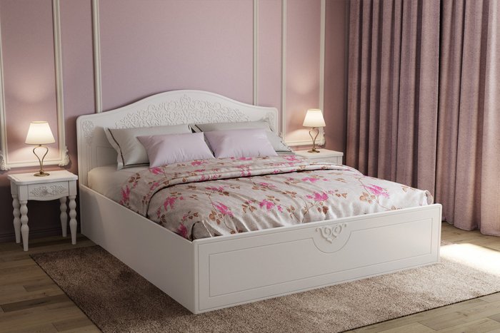 Кровать Ассоль 180х200 белого цвета с подъемным механизмом - лучшие Кровати для спальни в INMYROOM