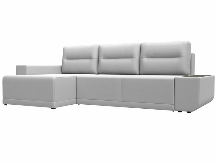 Угловой диван-кровать Чикаго белого цвета (экокожа) левый угол