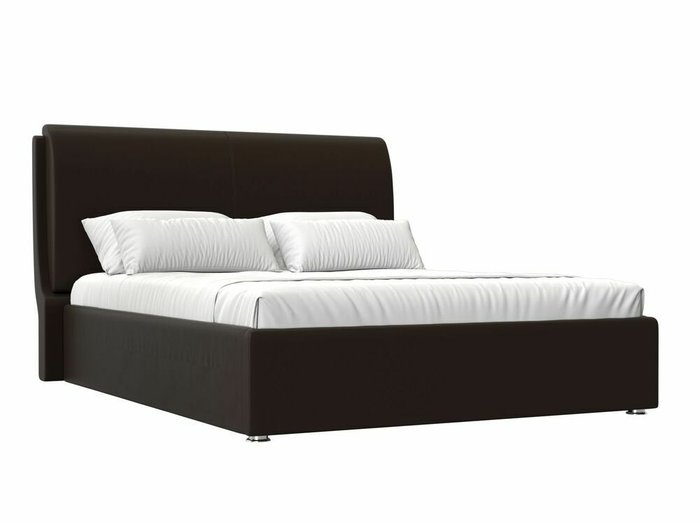 Кровать Принцесса 180х200 темно-коричневого цвета с подъемным механизмом (экокожа)