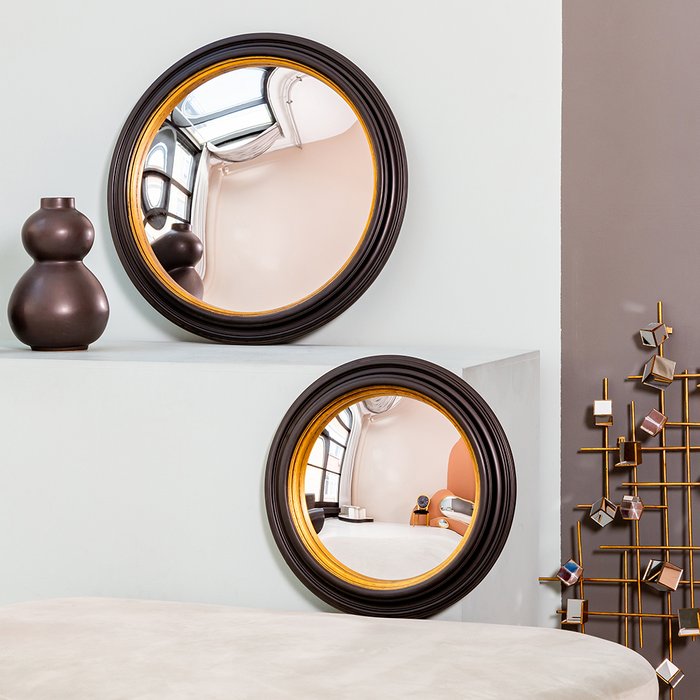 Настенное зеркало Джотто L черно-золотого цвета - купить Настенные зеркала по цене 22900.0