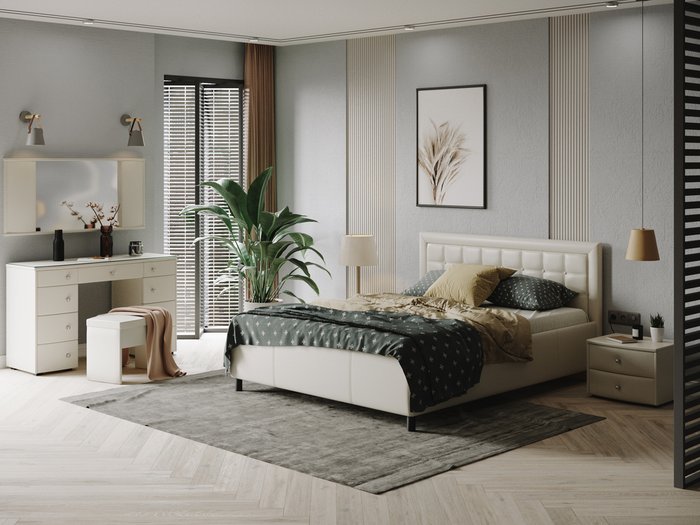 Кровать Como Veda 2 180х190 белого цвета (экокожа) - купить Кровати для спальни по цене 31720.0