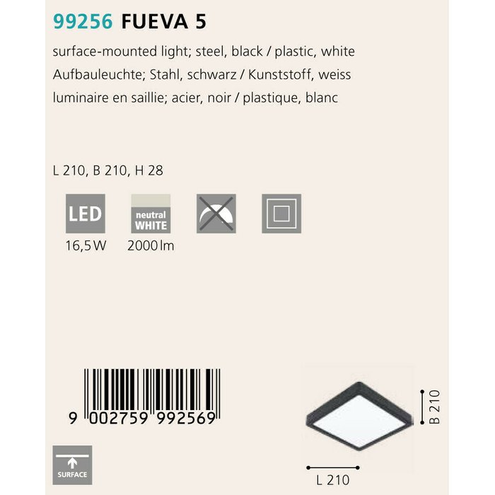 Светильник точечный Fueva бело-черного цвета - купить Потолочные светильники по цене 2790.0