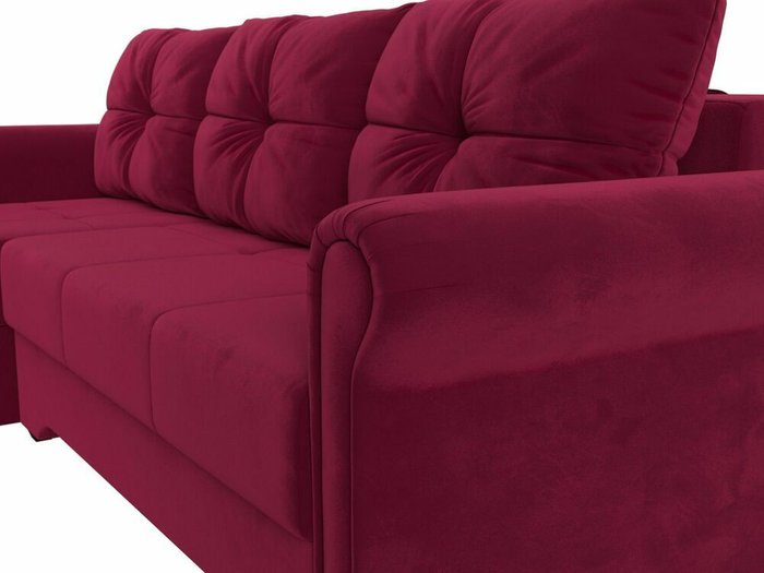 Угловой диван-кровать Леон бордового цвета левый угол - лучшие Угловые диваны в INMYROOM