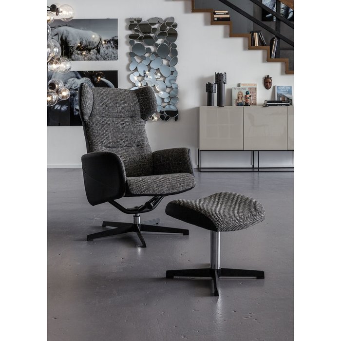 Кресло вращающееся с пуфом Ohio серого цвета - купить Интерьерные кресла по цене 84990.0
