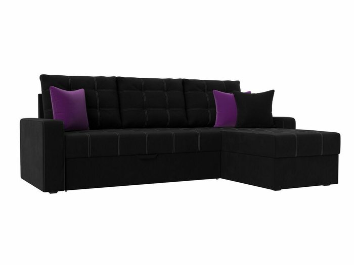 Угловой диван-кровать Ливерпуль черного цвета правый угол