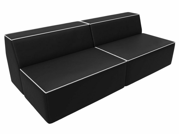 Прямой модульный диван Монс черного цвета с белым кантом (экокожа) - лучшие Прямые диваны в INMYROOM