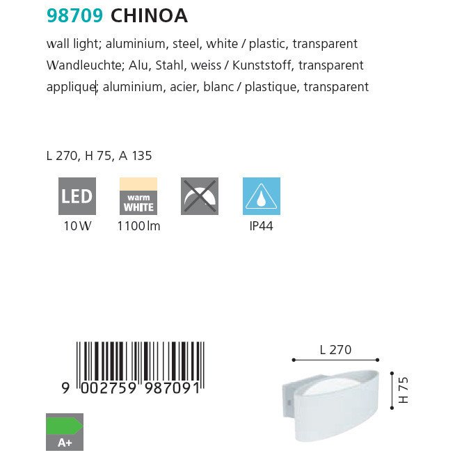 Светодиодный уличный светильник Chinoa белого цвета - купить Настенные уличные светильники по цене 12990.0