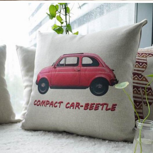 Чехол на подушку "VW жук" Красный