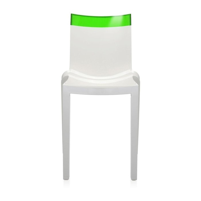 Стул Hi-Cut белого цвета с зеленой вставкой  - купить Обеденные стулья по цене 27090.0