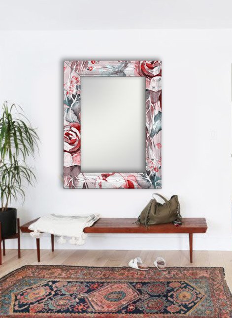 Дизайнерское зеркало Розы с рамой из массива сосны - купить Настенные зеркала по цене 8990.0