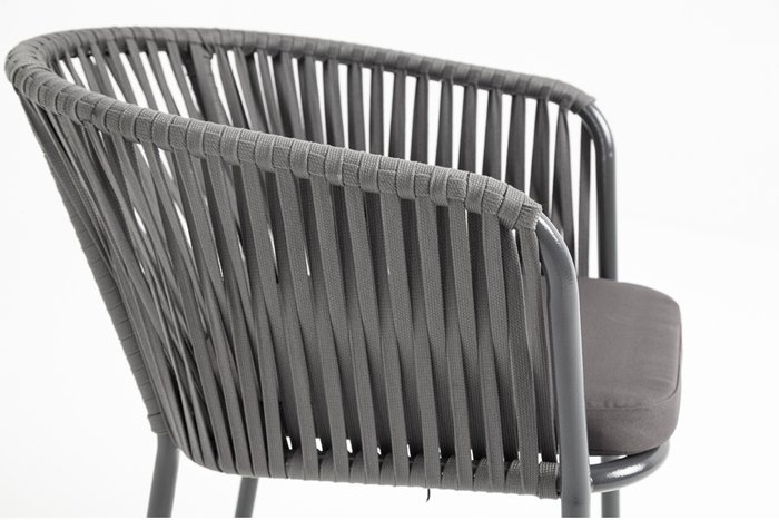 Стул с подлокотниками из роупа Бордо серого цвета - купить Садовые стулья по цене 20200.0