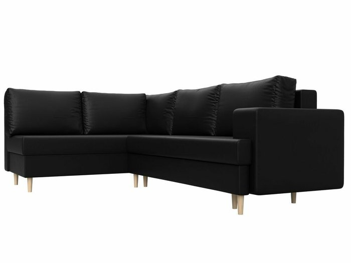 Угловой диван-кровать Сильвана черного цвета (экокожа) левый угол - лучшие Угловые диваны в INMYROOM