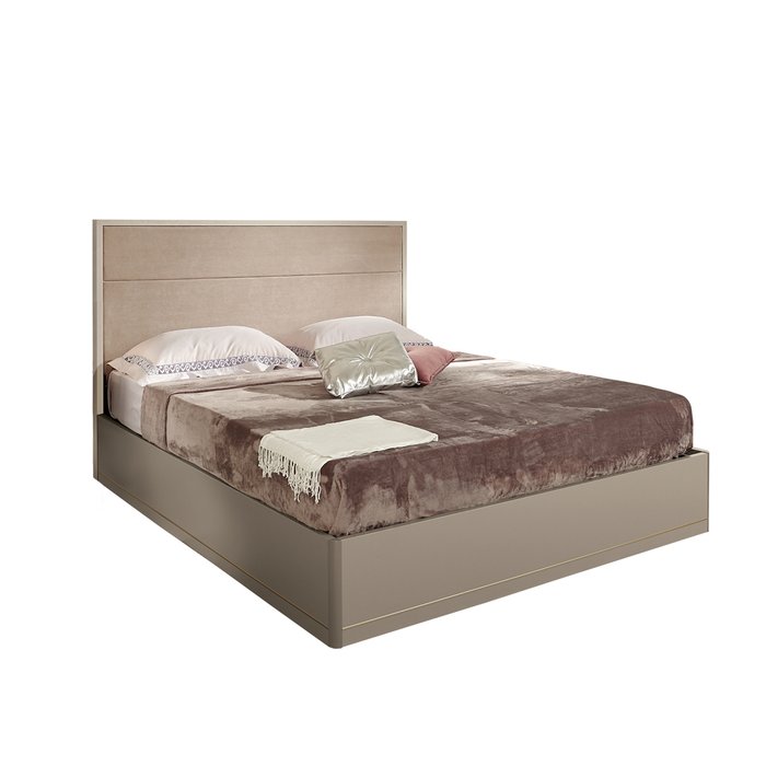 Кровать с мягким изголовьем и подъемным механизмом Palmari бежевого цвета
