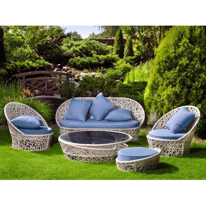 Кресло Лаурель с голубыми подушками - лучшие Садовые кресла в INMYROOM