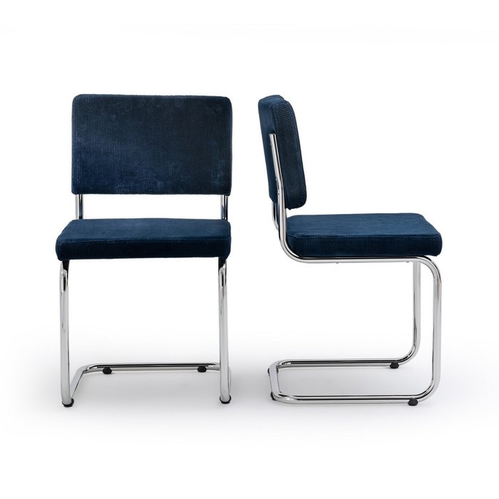 Комплект из двух стульев из велюра на металлокаркасе Sarva темно-синего цвета - купить Обеденные стулья по цене 40076.0