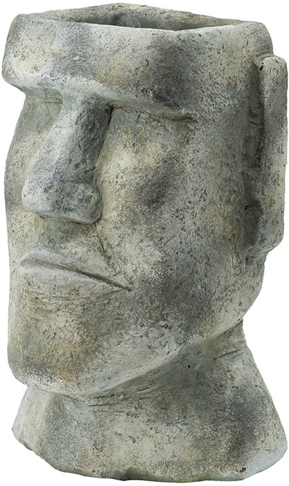 Кашпо в виде статуи с острова Пасхи серого цвета