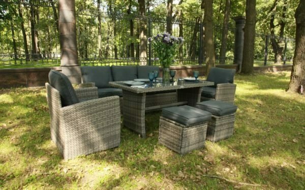 Комплект мебели Zoya серо-коричневого цвета - лучшие Комплекты для сада и дачи в INMYROOM