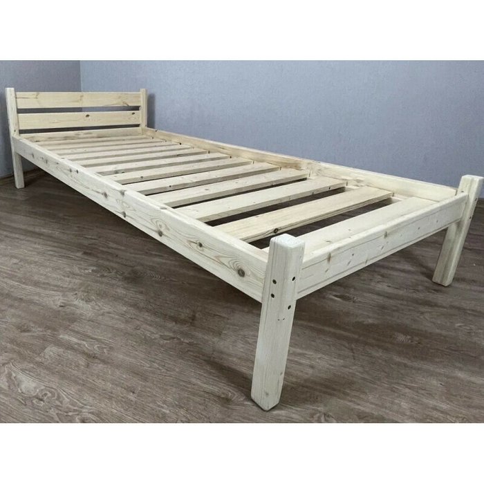 Кровать односпальная Классика сосновая 80х190 бежевого цвета - лучшие Кровати для спальни в INMYROOM