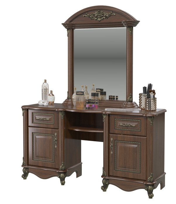 Стол туалетный с зеркалом Да Винчи коричневого цвета - купить Туалетные столики по цене 42392.0