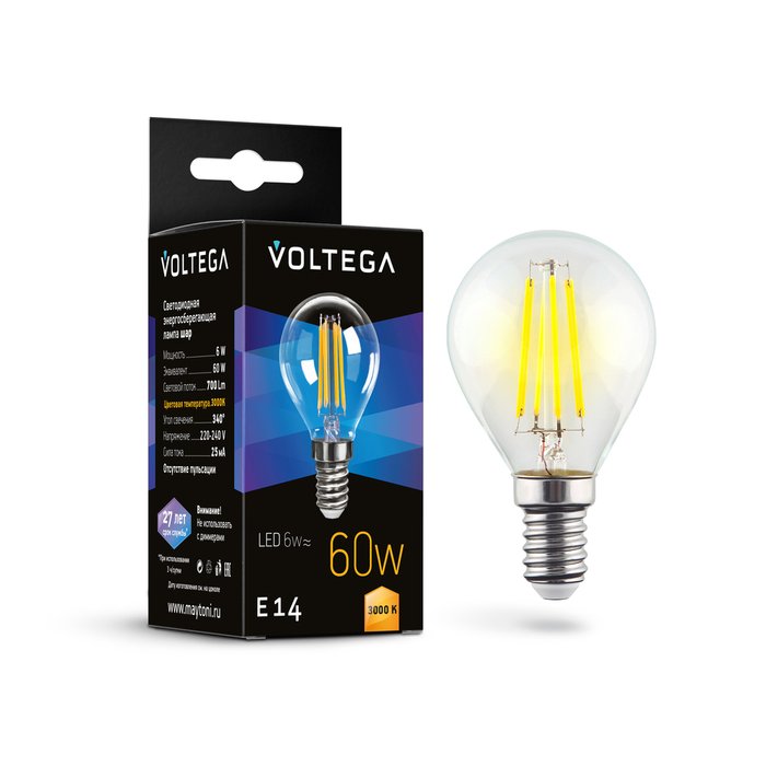 Лампочка Voltega 7213 Globe 6W Crystal - купить Лампочки по цене 195.0 Лампочка Voltega 7213 Globe 6W Crystal - купить Лампочки по цене 195.0