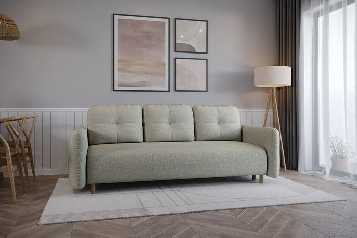 Прямой диван-кровать Anika серо-бежевого цвета - купить Прямые диваны по цене 80900.0