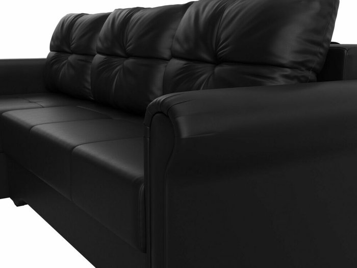 Угловой диван-кровать Леон черного цвета (экокожа) левый угол - лучшие Угловые диваны в INMYROOM