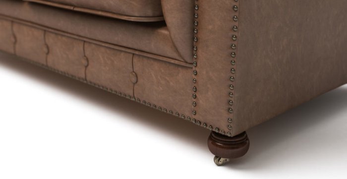 Двухместный диван Chesterfield Lux из экокожи коричневый - лучшие Прямые диваны в INMYROOM
