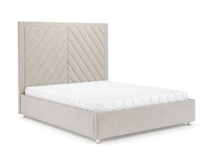 Кровать Мишель 160х190 бежевого цвета с подъемным механизмом (вельвет) - купить Кровати для спальни по цене 38690.0