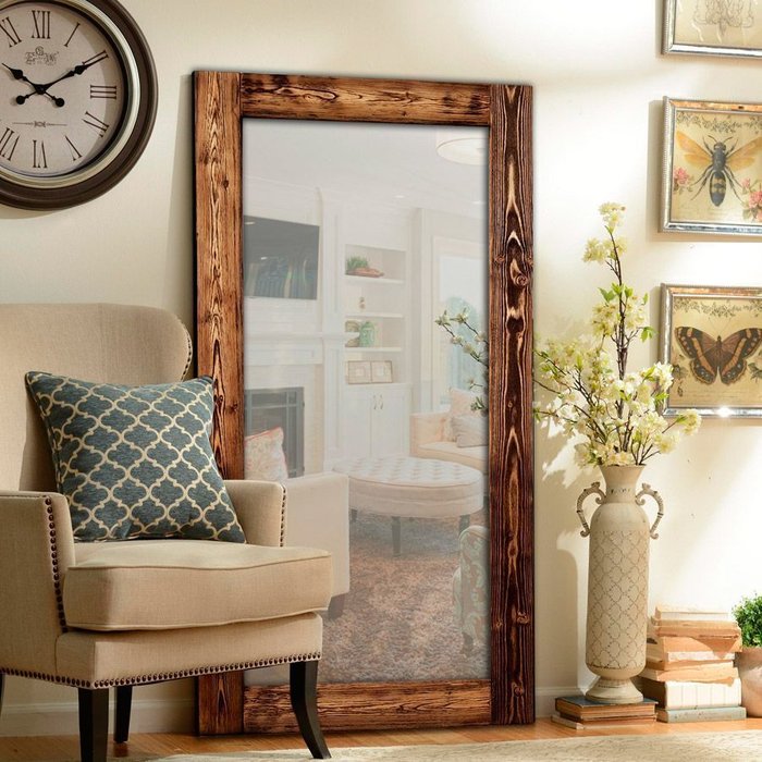 Декоративное зеркало Прованс с рамой из массива сосны - купить Настенные зеркала по цене 12990.0