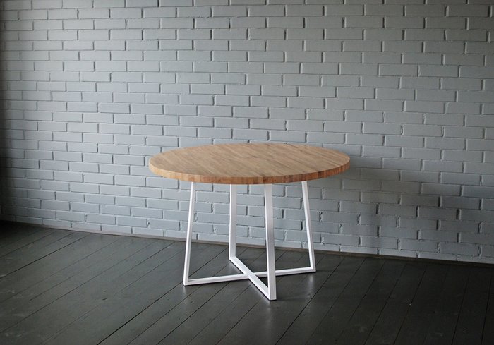 Обеденный стол Oak Round Plus бело-коричневого цвета - купить Обеденные столы по цене 58000.0