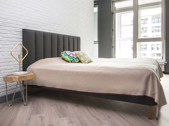 Кровать Клэр 200х200 темно-серого цвета с подъемным механизмом - лучшие Кровати для спальни в INMYROOM