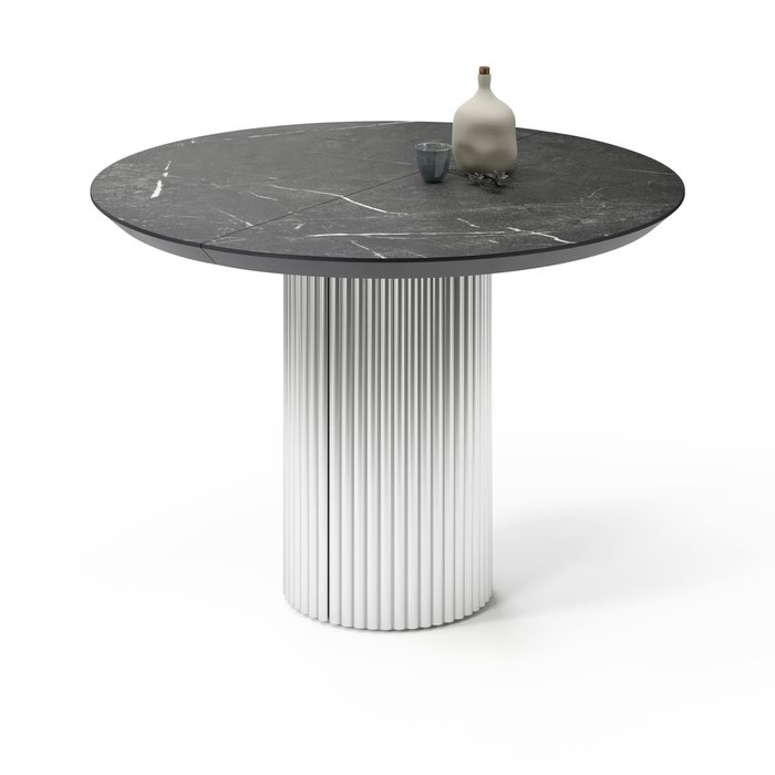 Раздвижной обеденный стол Ботейн M черно-серебряного цвета - лучшие Обеденные столы в INMYROOM
