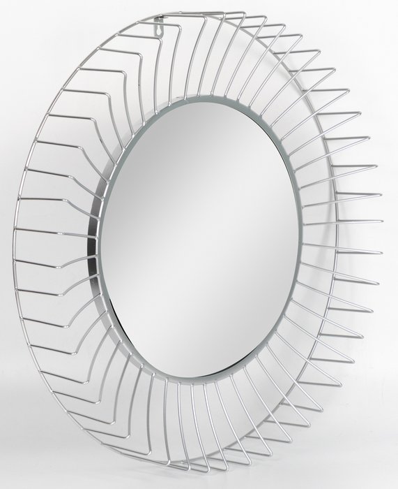 Зеркало настенное диаметр 55 в раме серебряного цвета - купить Настенные зеркала по цене 9350.0