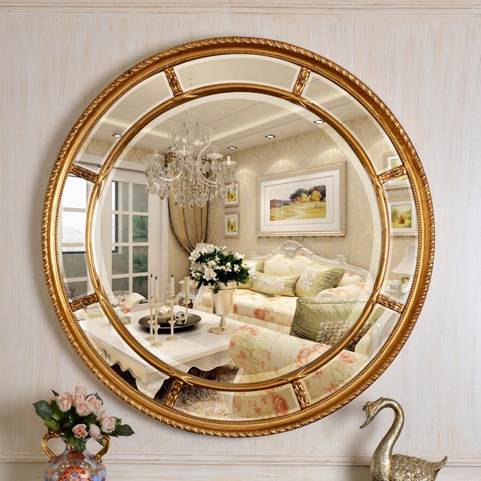 Большое круглое Настенное зеркало Prestige Gold   - лучшие Настенные зеркала в INMYROOM
