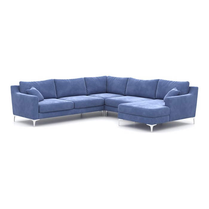 П-образный модульный диван Mendini ST L синего цвета