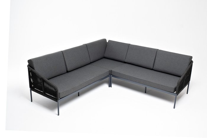 Угловой модульный диван из роупа Канны темно-серого цвета - купить Садовые диваны по цене 182700.0