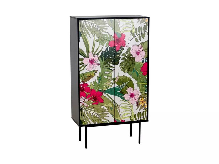 Шкаф Boho черного цвета с цветочным фасадом - купить Комоды по цене 41200.0 Шкаф Boho черного цвета с цветочным фасадом - купить Комоды по цене 41200.0
