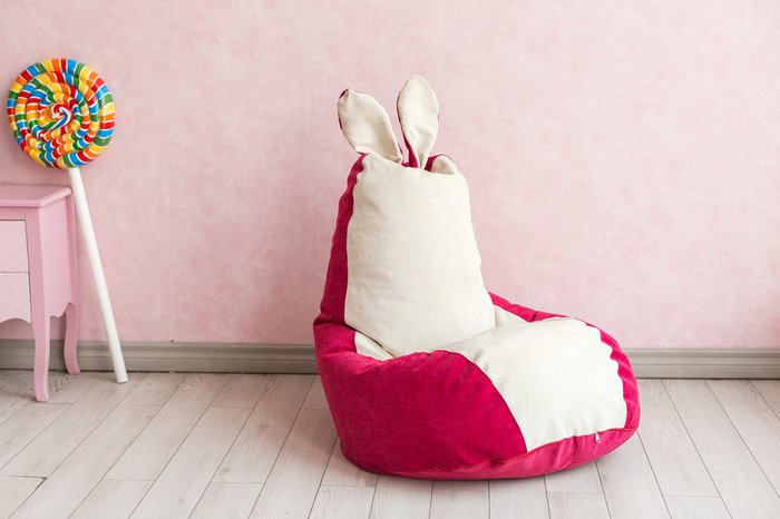 Кресло-мешок Зайчик бежево-розового цвета - купить Бескаркасная мебель по цене 4890.0