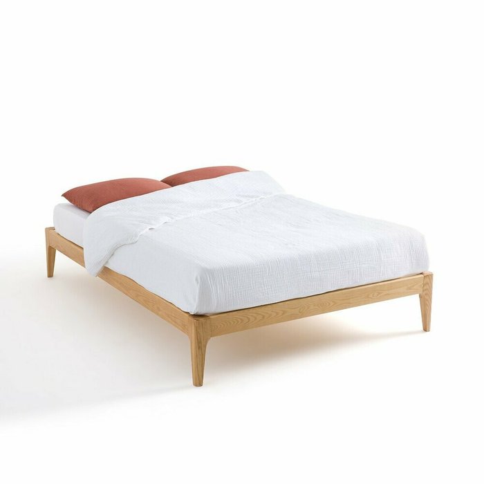 Кровать из массива ясеня с кроватным основанием Agura 160x200 бежевого цвета Кровать из массива ясеня с кроватным основанием Agura 160x200 бежевого цвета