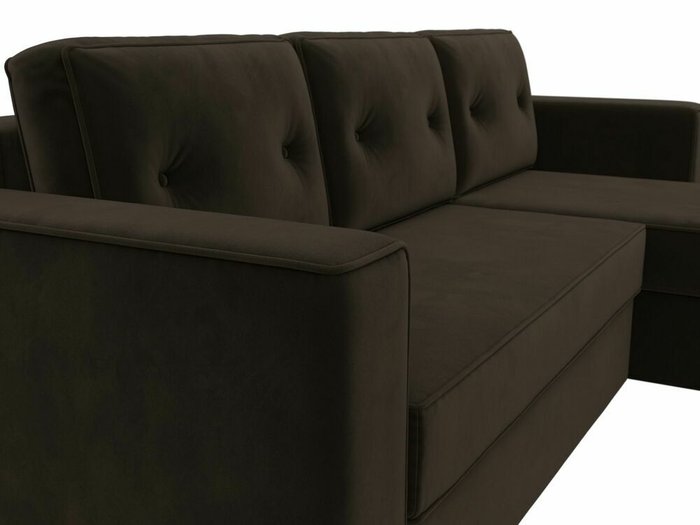 Угловой диван-кровать Принстон темно-коричневого цвета правый угол  - лучшие Угловые диваны в INMYROOM