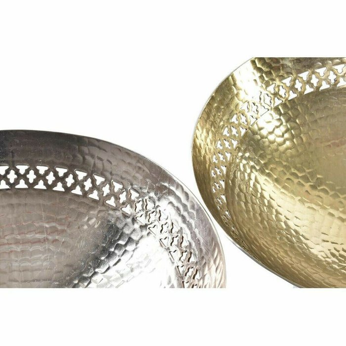 Блюдо DKD Home Decor 34 x 34 x 20 cm Позолоченный Медь Араб Высечка (2 штук) - лучшие Тарелки в INMYROOM