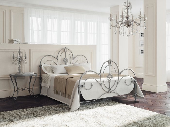 Кровать Прима 180х200 серебряного цвета - купить Кровати для спальни по цене 105210.0