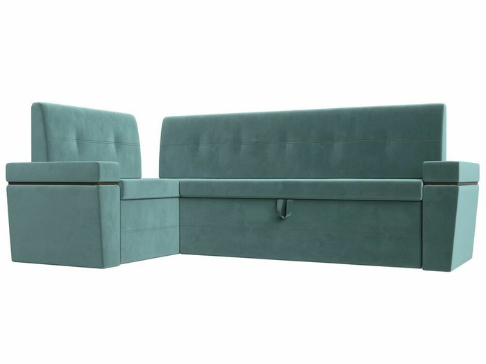 Угловой диван-кровать Деметра бирюзового цвета левый угол