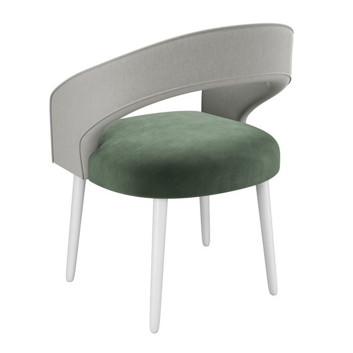Стул-кресло мягкий Veronica темно-зеленого цвета на белых ножках - купить Обеденные стулья по цене 20398.0