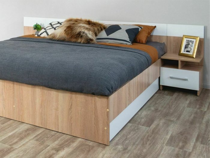 Кровать с основанием Алёна 160x200 цвета дуб сонома - лучшие Кровати для спальни в INMYROOM