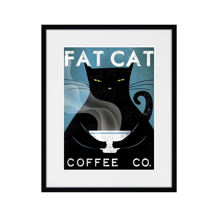Репродукция картины Fat Cat Coffee Co - купить Картины по цене 3995.0 Репродукция картины Fat Cat Coffee Co - купить Картины по цене 3995.0