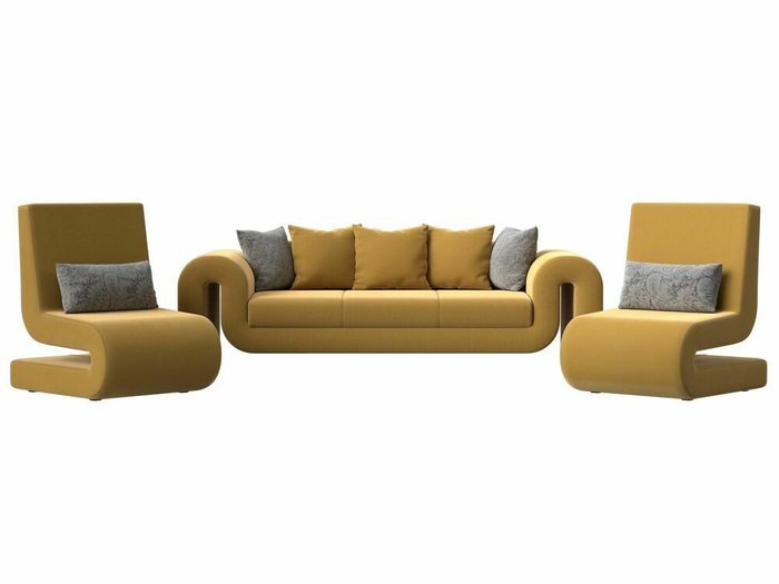 Набор мягкой мебели Волна 1 желтого цвета - купить Комплекты мягкой мебели по цене 84998.0